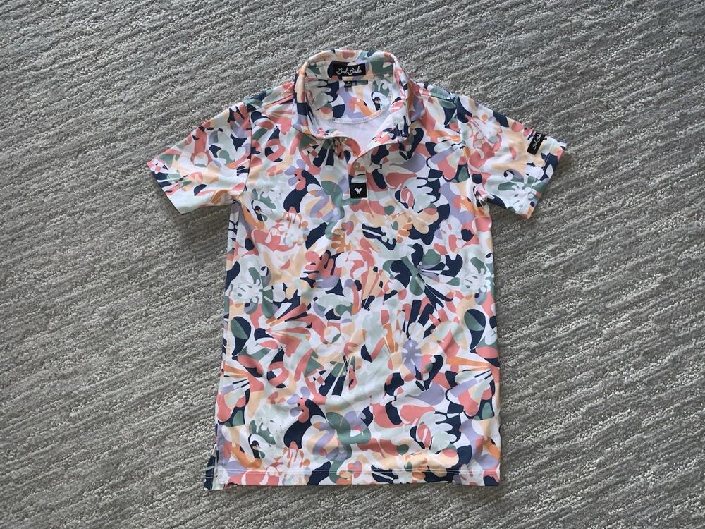 Bad Birdie Golf Polo Shirt Womens Sz s Floral Short Sleeve Stretch